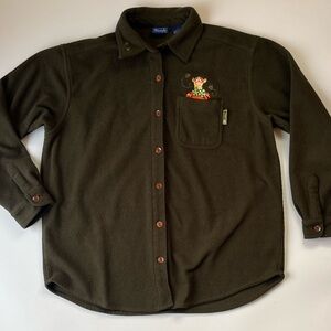 Vintage Disney Tigger Fleece Shacket Green Button Up Size L
